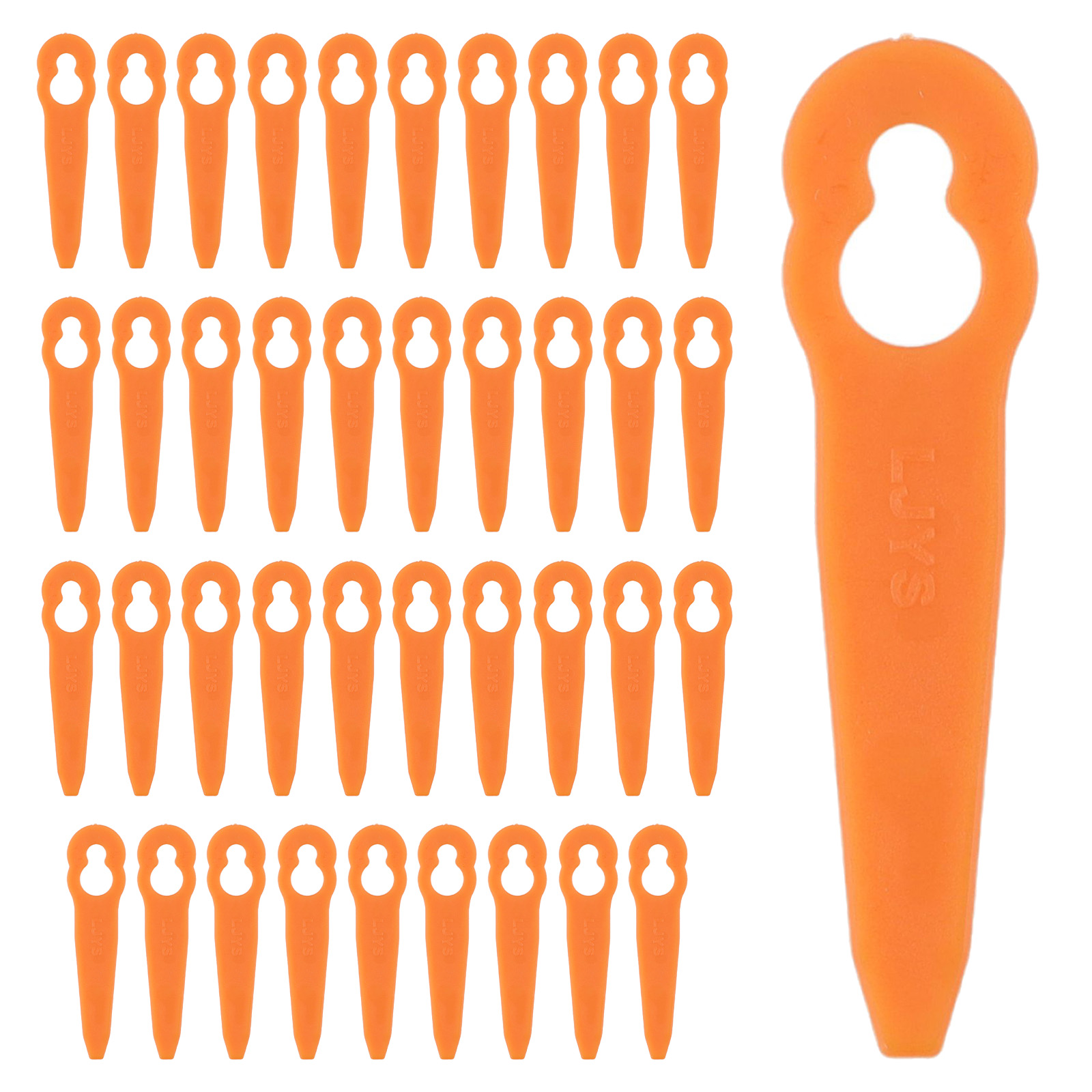 Gardening Tools Quality - 40 Stück Kunststoff-Rasenmähermesser, orangefarbener Kunststoff, austauschbar,