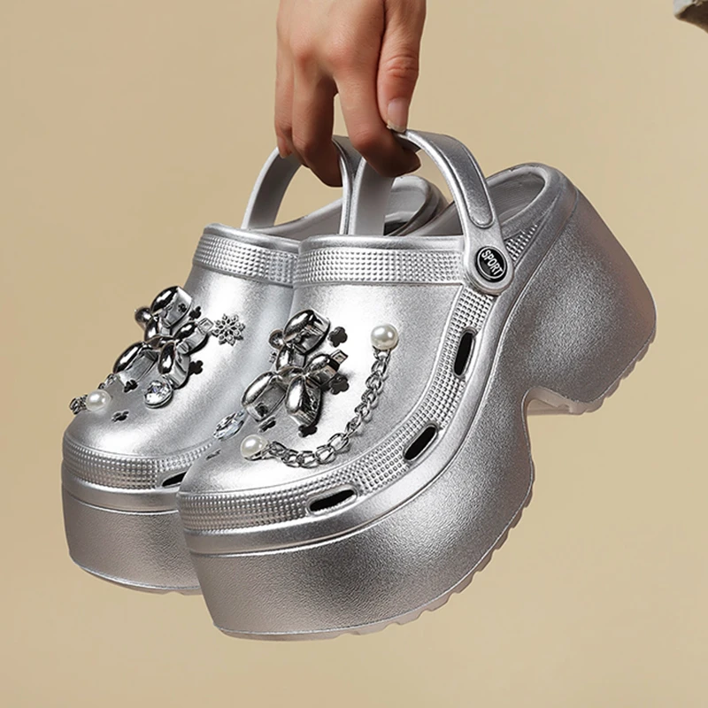 Neue silberne Plateau-Clogs fü – Gardening Tools For Women Bewertung und Preis